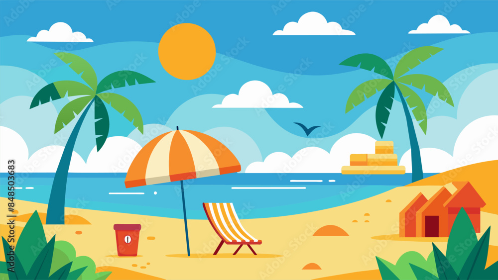 Obraz premium Summer beach scene banner design background