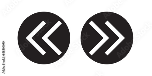 Back and Next icon button. Left and right  button vector illustration.  Next and previous buttons on white background.
