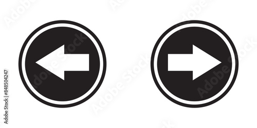 Back and Next icon button. Left and right  button vector illustration.  Next and previous buttons on white background.

