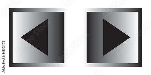 Back and Next icon button. Left and right  button vector illustration.  Next and previous buttons on white background.