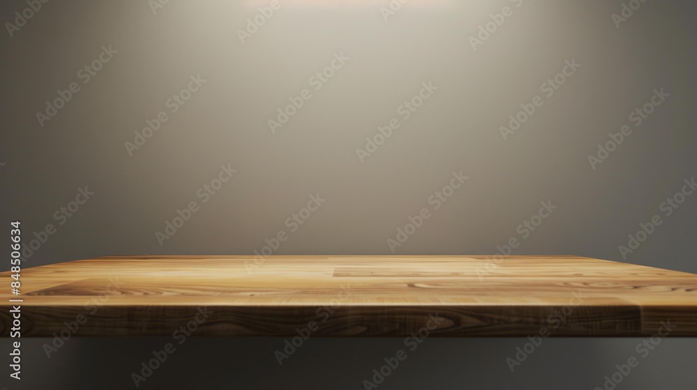 This is a 3D rendering of a wooden table against a neutral background ...