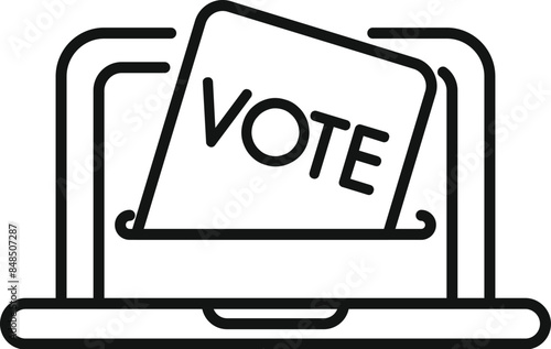 Electronic voting using a laptop showing a digital ballot being submitted
