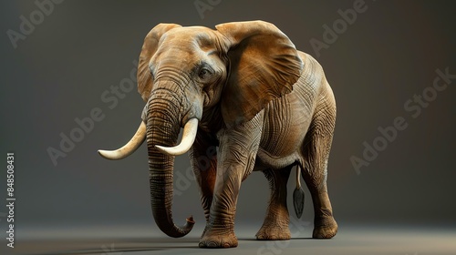 majestic elephant isolated on a dark background, 3d illustration © Farm