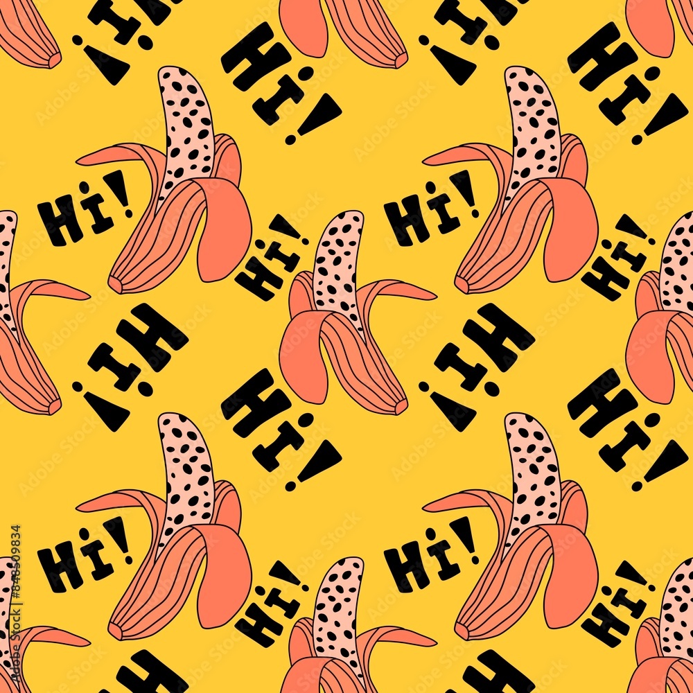 Abstract cartoon summer fruit seamless banana pattern for wrapping paper Abstract cartoon summer fruit seamless banana pattern for wrapping paper