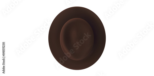Realistic Dark Brown Velvet Victorian Hat Vector Illustration.	