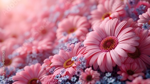 Delicate pink gerbera daisies with soft morning light