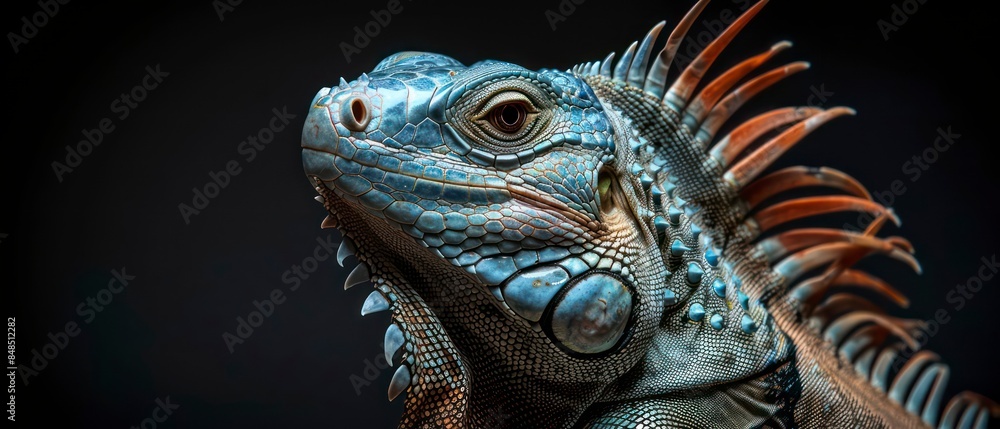 A majestic iguana, a symbol of exotic wildlife, resting in its natural habitat A majestic iguana, a symbol of exotic wildlife, resting in its natural habitat