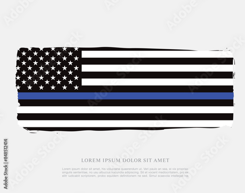 thin blue line american flag, grunge vector graphic design