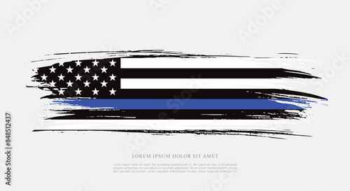 thin blue line american flag, grunge vector graphic design