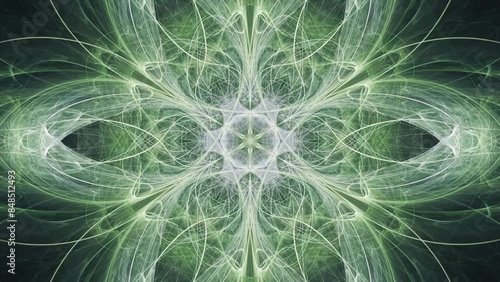 Fractal supernova mandala radiating  waves of energy rays from its looping and infinitely complex inner geometric core of repetition.