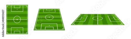 Football soccer field set. Scheme of the european football field. Vector illustration