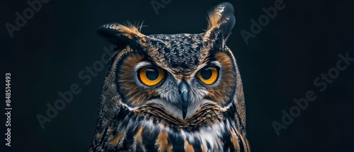 Owl, known for its keen beak and brown plumage, a silent predator in nature's wilderness photo