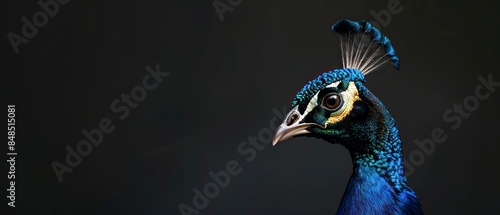 Peacock, known for its brilliant blue feathers and striking head, a captivating bird in nature