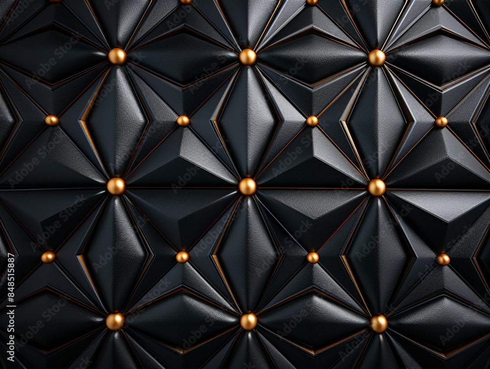 Black leather background adorned with intricate gold floral patterns