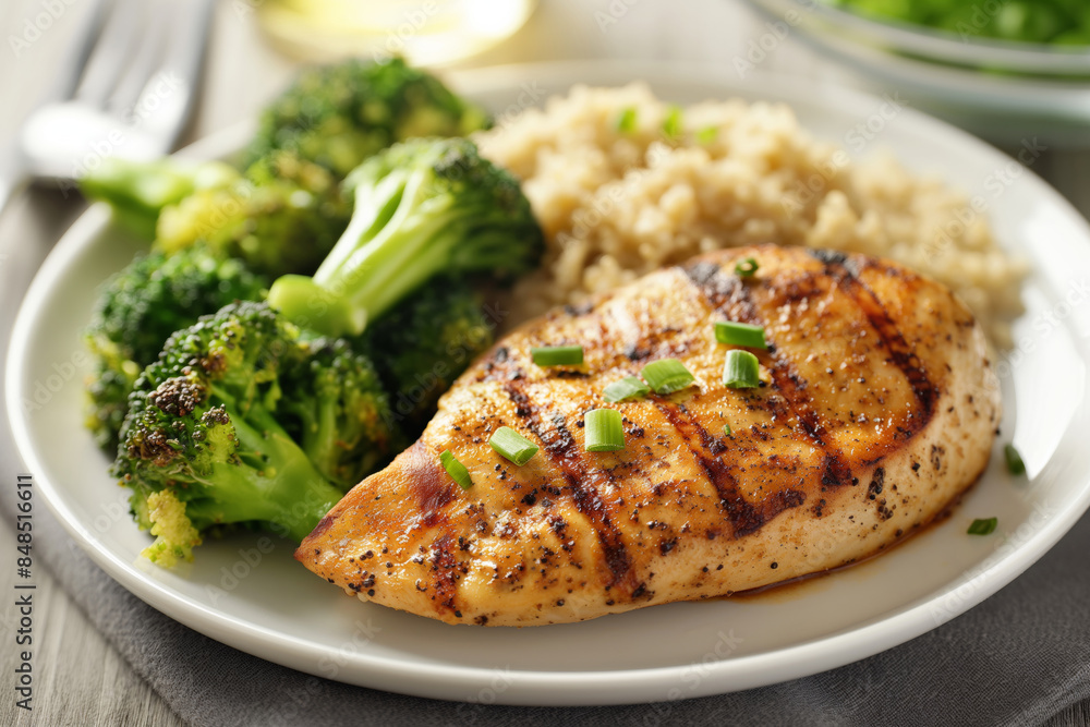 Grilled chicken with broccoli and quinoa is a healthy meal rich in protein, fiber, and nutrients. Ideal for promoting balanced and nutritious eating. Healthy eating Grilled chicken with broccoli and quinoa is a healthy meal rich in protein, fiber, and nutrients. Ideal for promoting balanced and nutritious eating. Healthy eating