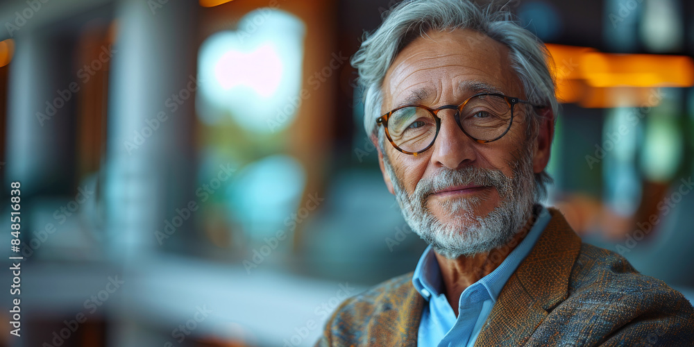 Stylish Senior Executive in Modern Office Setting Stylish Senior Executive in Modern Office Setting