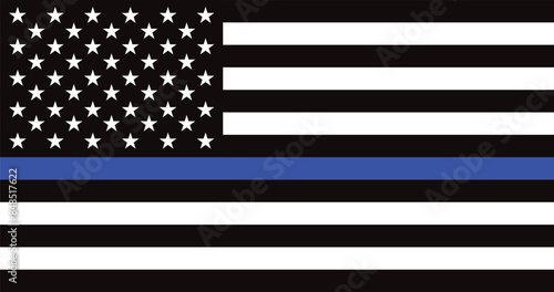 thin blue line american flag, vector graphic design
