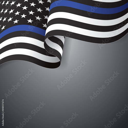 thin blue line american flag, vector graphic design