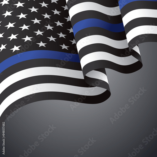 thin blue line american flag, vector graphic design