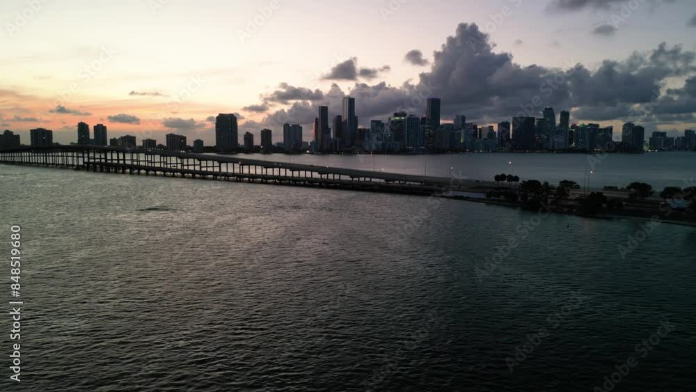 4k drone sunset Miami skyline 4k drone sunset Miami skyline