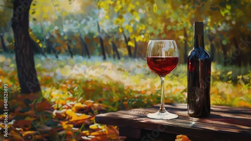 Fototapeta Naklejka Na Ścianę i Meble -  Wine sipped in the park