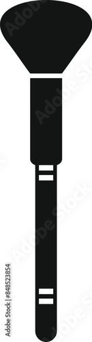 Black silhouette of a makeup brush with a long handle, designed for applying powder or blush to the face