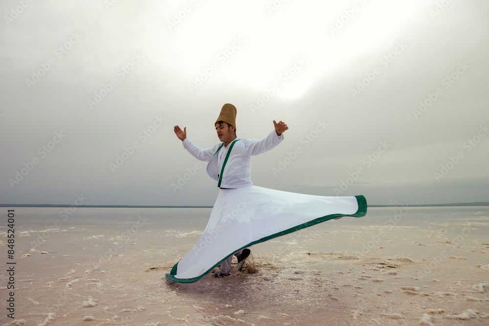 Sunset and whirling at the sea, sufi. sufi whirling (Turkish: Semazen) is a form of Sama or physically active meditation which originated among Sufis. Sunset and whirling at the sea, sufi. sufi whirling (Turkish: Semazen) is a form of Sama or physically active meditation which originated among Sufis.
