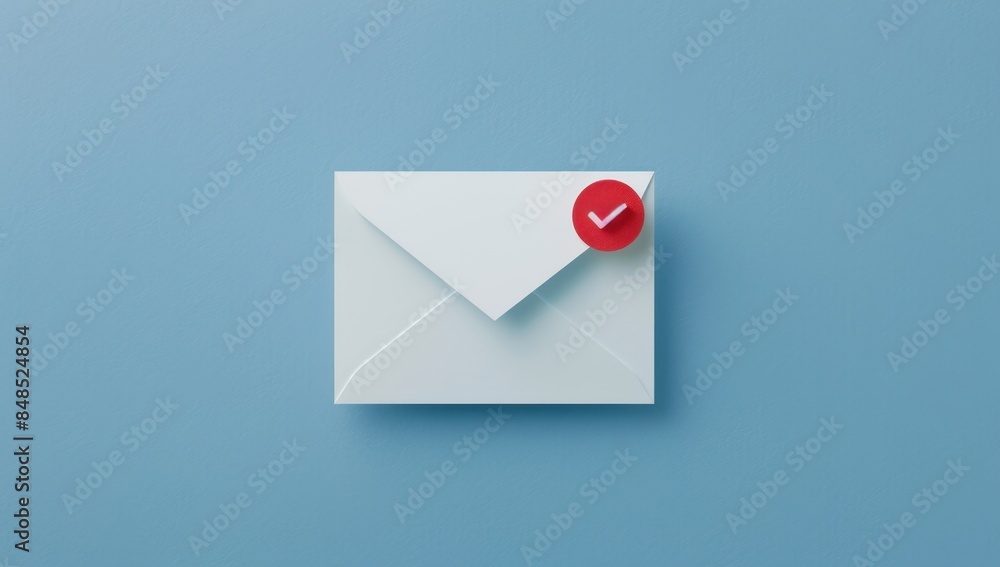 A white card with an envelope icon and one red bubble on the right side, representing a new message Generative AI A white card with an envelope icon and one red bubble on the right side, representing a new message Generative AI