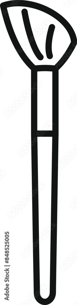 Simple black and white line drawing of a makeup brush, perfect for representing beauty products and cosmetics Simple black and white line drawing of a makeup brush, perfect for representing beauty products and cosmetics