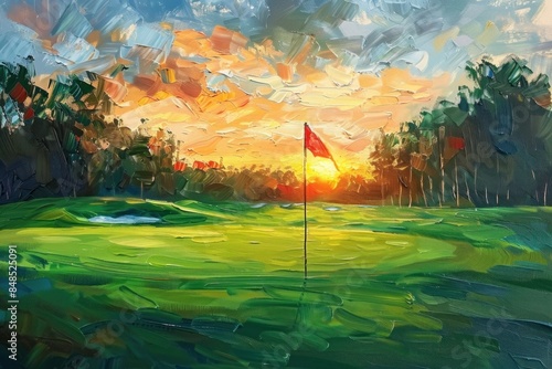 Sunset Golf Course Painting