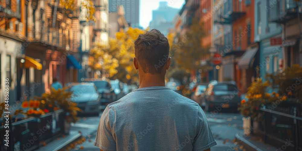 Man Standing in a Bustling City Street Man Standing in a Bustling City Street