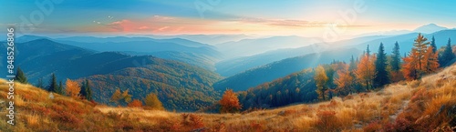 Autumn Sunset over the Carpathian Mountains