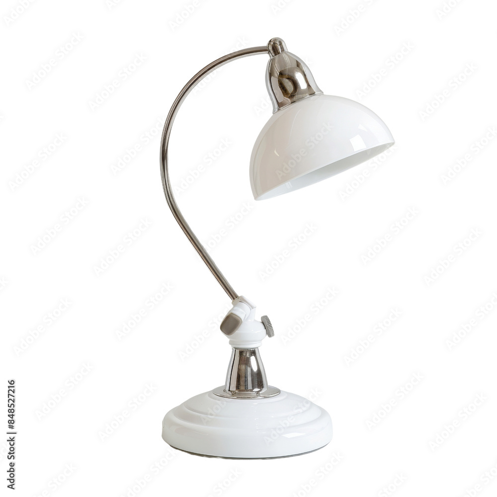 White Modern Desk Lamp with Chrome Accents White Modern Desk Lamp with Chrome Accents