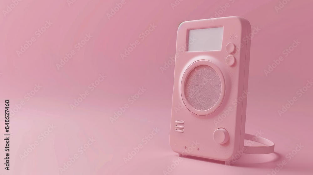 Fototapeta premium Portable music device icon isolated on pink background