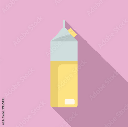 Illustration of a cardboard pack with screw cap containing pasteurized juice, isolated on pink background