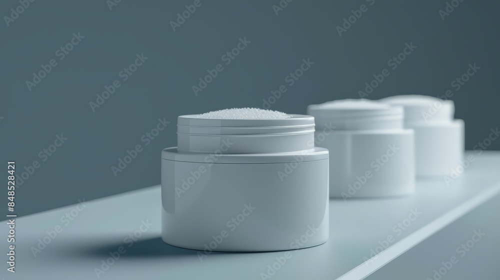 White Cream Jars On Countertop White Cream Jars On Countertop