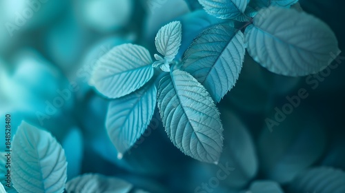 Dainty blue and turquoise leaf design. 