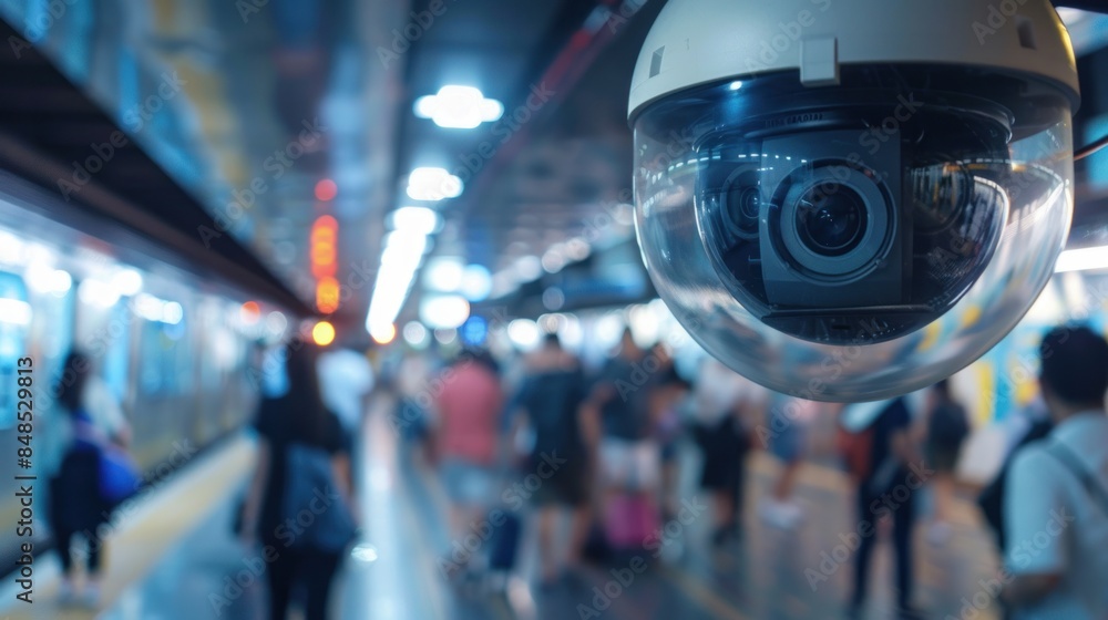 IOT CCTV, security indoor camera motion detection system operating with people waiting subway at train station, cctv solution management IOT CCTV, security indoor camera motion detection system operating with people waiting subway at train station, cctv solution management