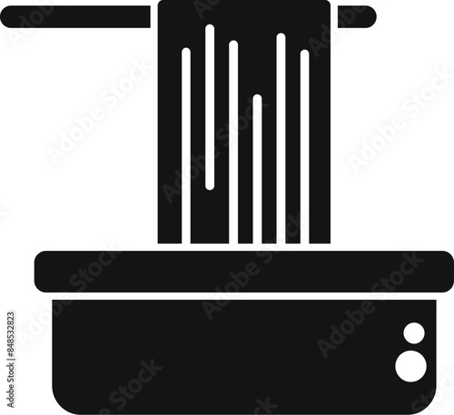 Black simple icon of a paraffin bath with wax dipping, used in beauty salons for hand and feet care