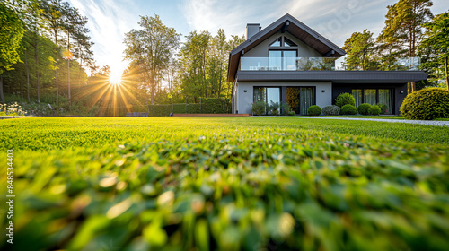 modern house with big garden 