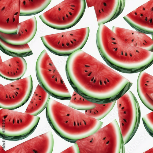 Slices of Watermelon on a White Background