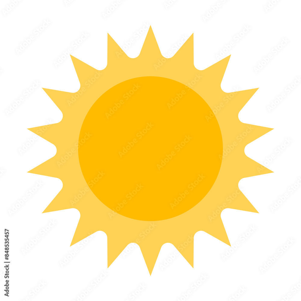 Sun. Yellow icon on white background. Vector illustration. Sun icon in simple style on a white background Sun. Yellow icon on white background. Vector illustration. Sun icon in simple style on a white background