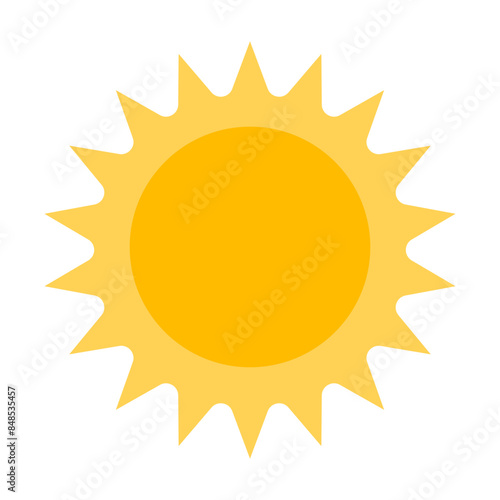 Sun. Yellow icon on white background. Vector illustration. Sun icon in simple style on a white background