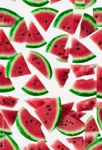 Slices of Watermelon on a White Background