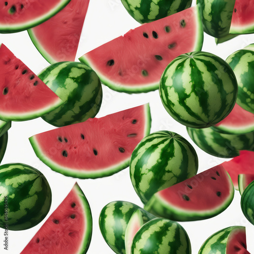 Slices of Watermelon on a White Background