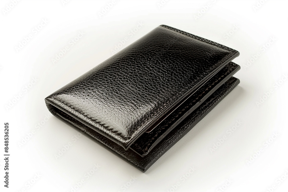 Leather Wallet with Cash and Cards: Brown Business Purse Isolated on White Background Leather Wallet with Cash and Cards: Brown Business Purse Isolated on White Background