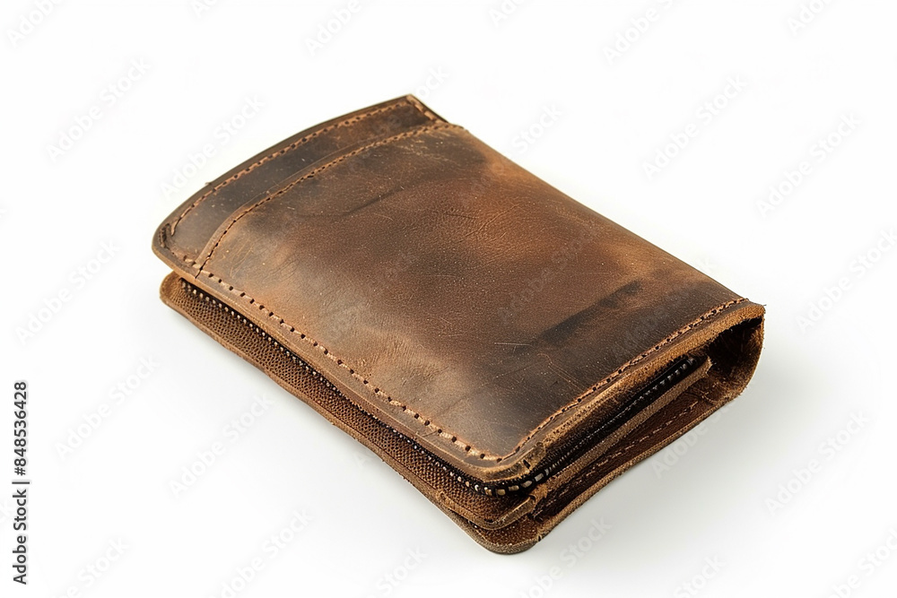Leather Wallet with Cash and Credit Cards Isolated on White Background Leather Wallet with Cash and Credit Cards Isolated on White Background