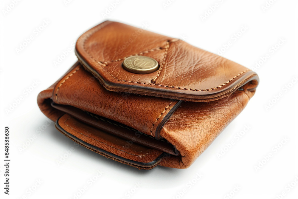 Leather Wallet with Cash and Credit Cards Isolated on White Background Leather Wallet with Cash and Credit Cards Isolated on White Background