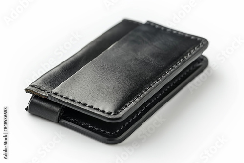 Leather Wallet with Cash and Credit Cards Isolated on White Background