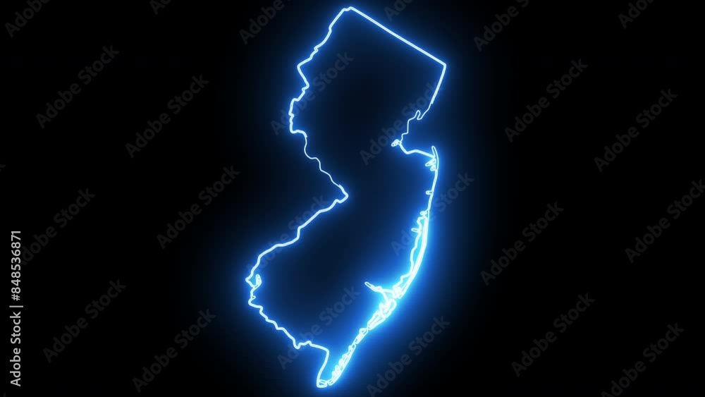 map of the state of New Jersey in the united states with a blue glowing neon effect map of the state of New Jersey in the united states with a blue glowing neon effect
